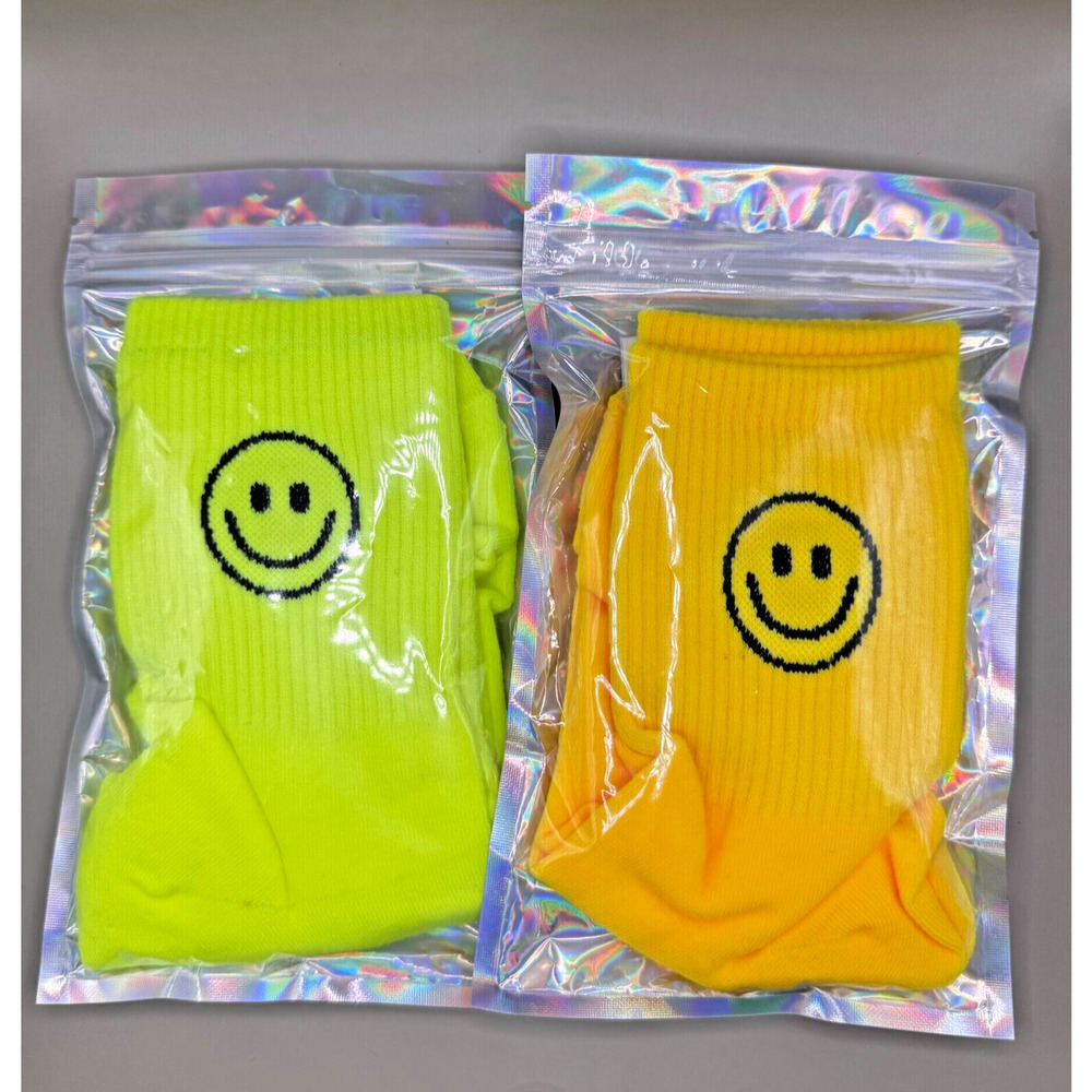 Lot of 2 Unisex Socks Made in Korea NWT - Smiley